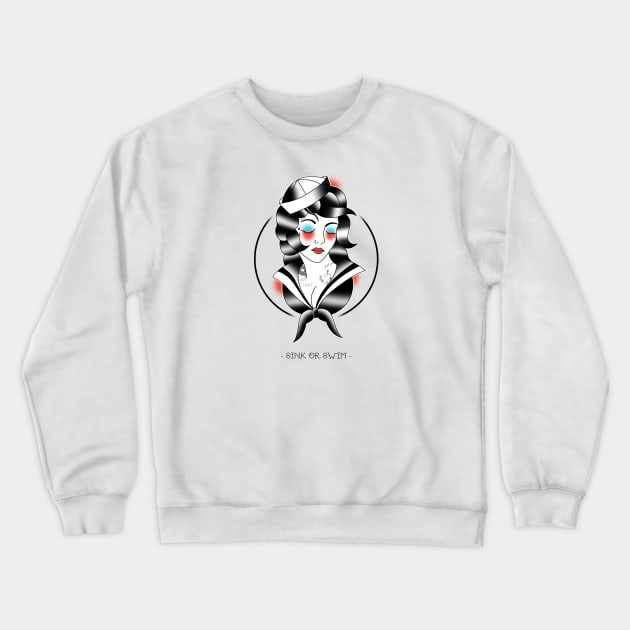 GIRL OLDSCHOOL TATTOO STYLE Crewneck Sweatshirt by TENSTUDIOART